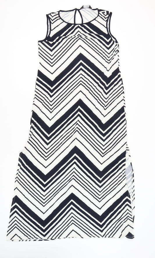 Dorothy Perkins Women’s Black Chevron Shift Dress Size 16 Long Summer