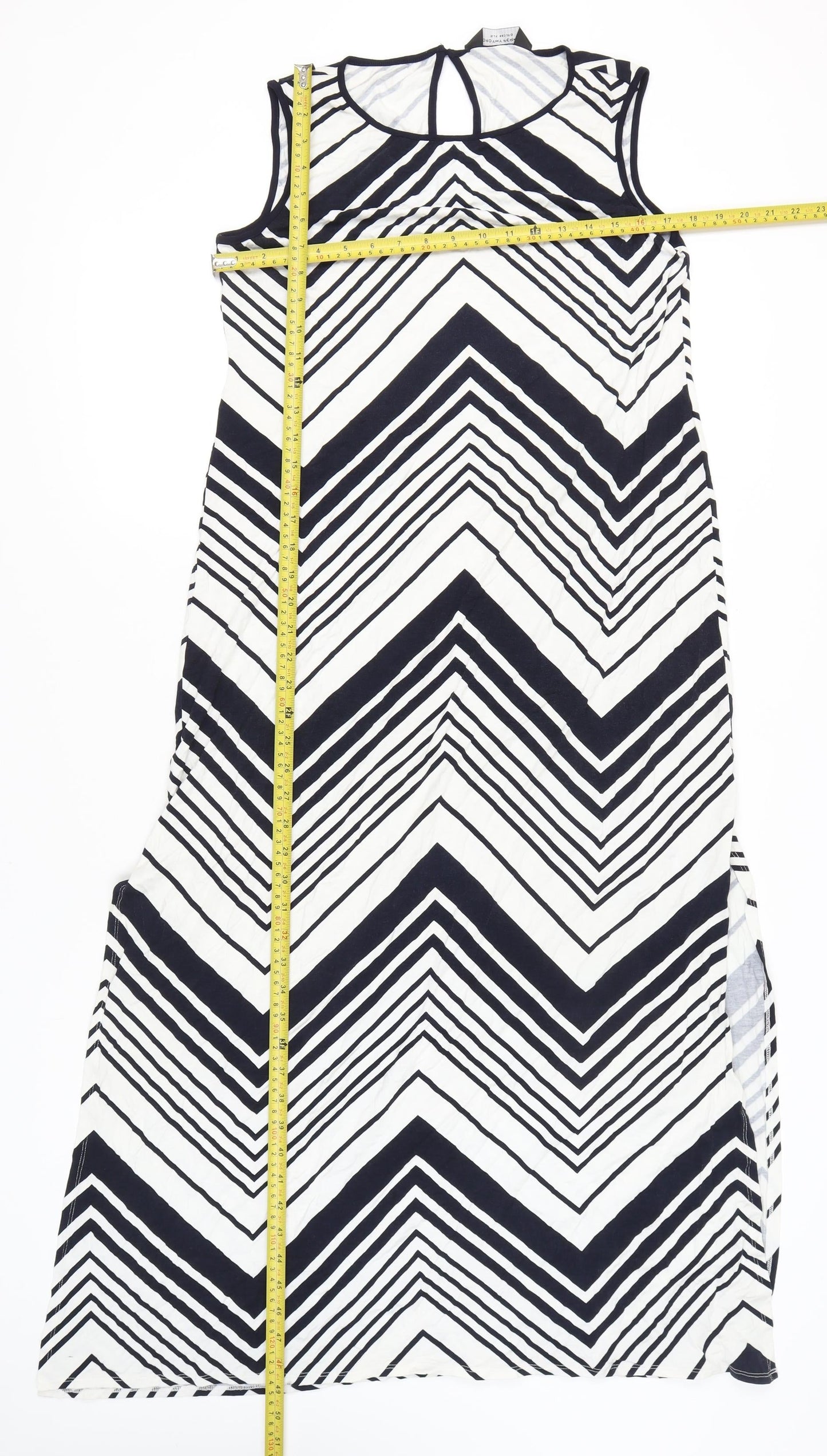 Dorothy Perkins Women’s Black Chevron Shift Dress Size 16 Long Summer