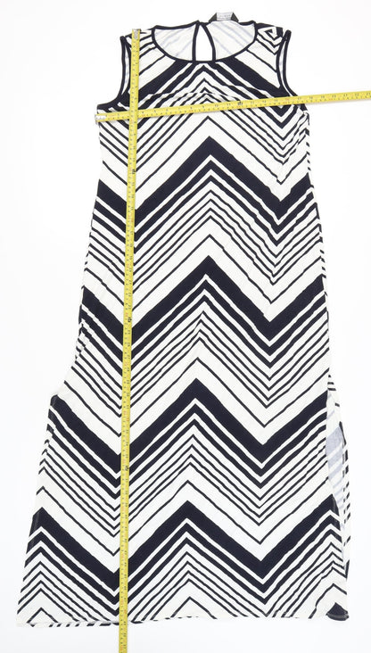 Dorothy Perkins Women’s Black Chevron Shift Dress Size 16 Long Summer