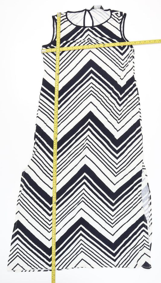 Dorothy Perkins Women’s Black Chevron Shift Dress Size 16 Long Summer