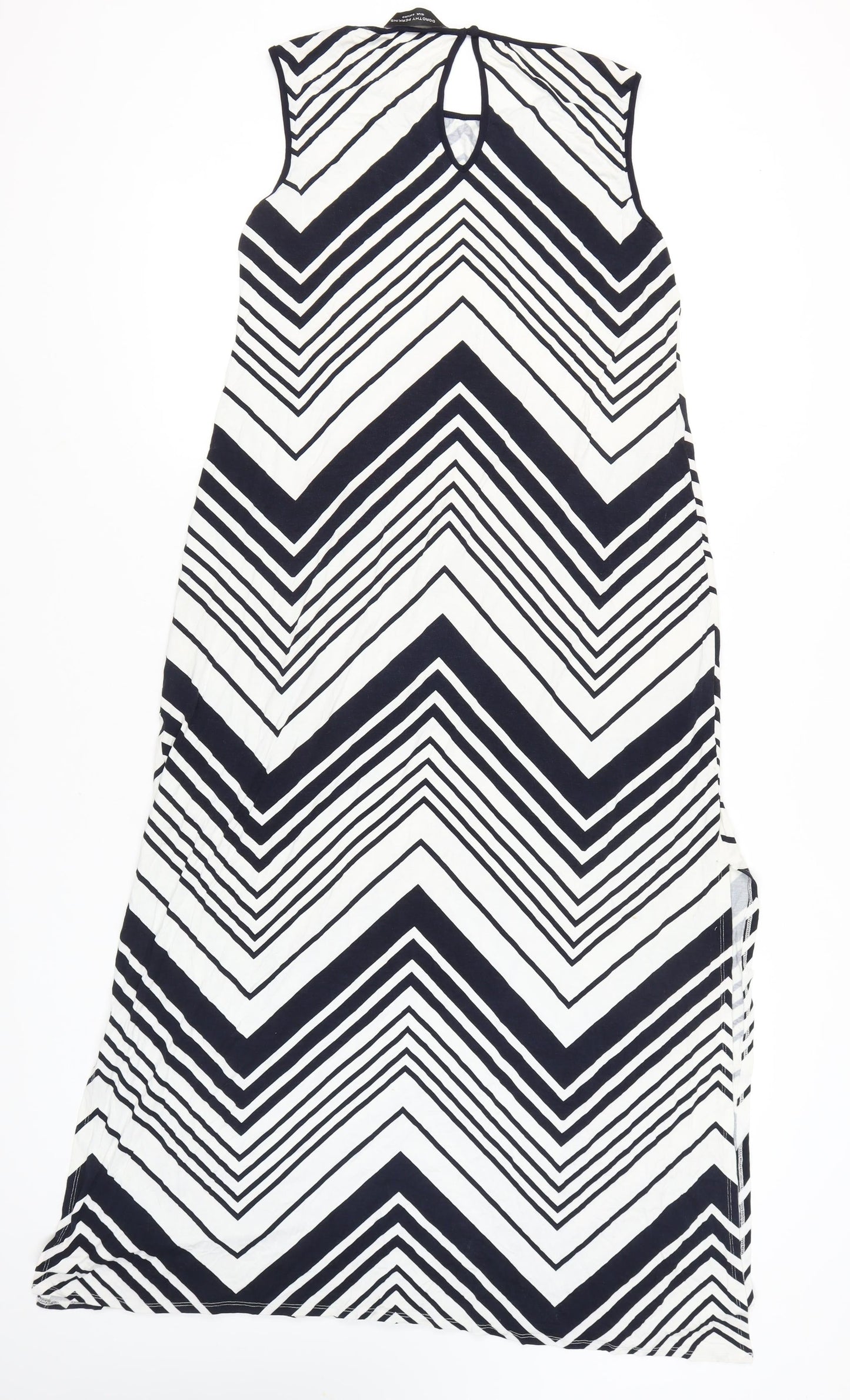 Dorothy Perkins Women’s Black Chevron Shift Dress Size 16 Long Summer