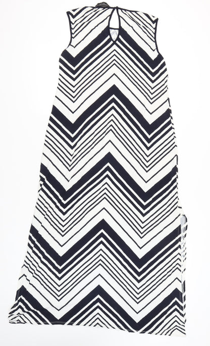 Dorothy Perkins Women’s Black Chevron Shift Dress Size 16 Long Summer