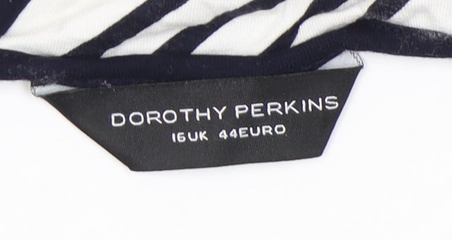 Dorothy Perkins Women’s Black Chevron Shift Dress Size 16 Long Summer