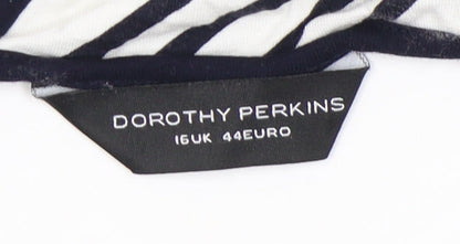 Dorothy Perkins Women’s Black Chevron Shift Dress Size 16 Long Summer