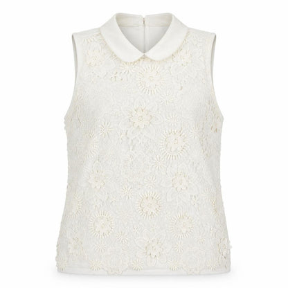 Next Women’s Ivory Floral Lace Collared Sleeveless Blouse Size 12