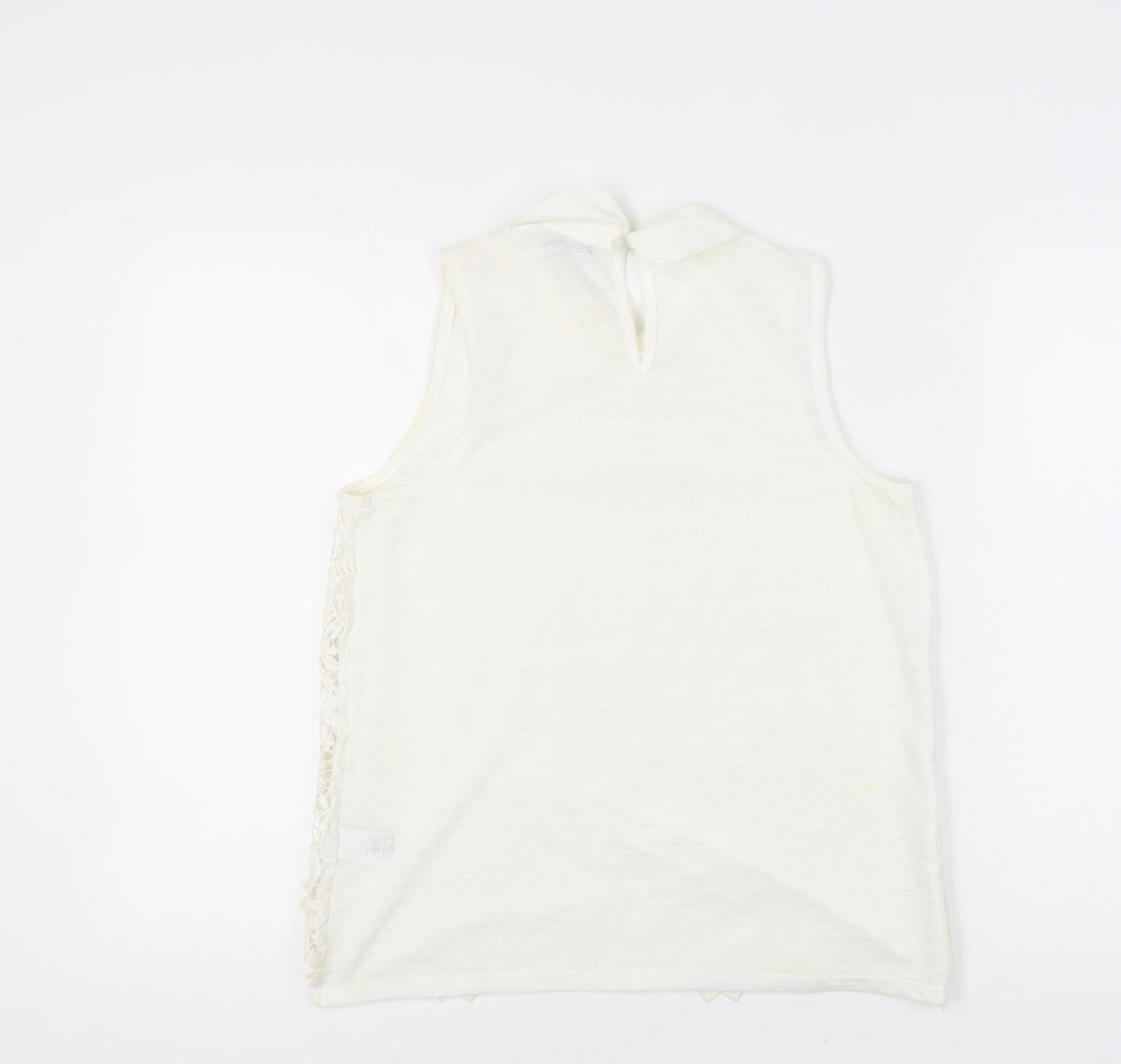 Next Women’s Ivory Floral Lace Collared Sleeveless Blouse Size 12