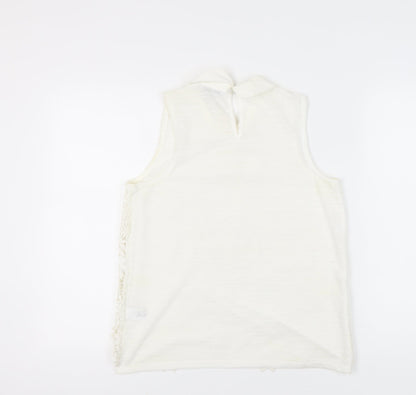 Next Women’s Ivory Floral Lace Collared Sleeveless Blouse Size 12
