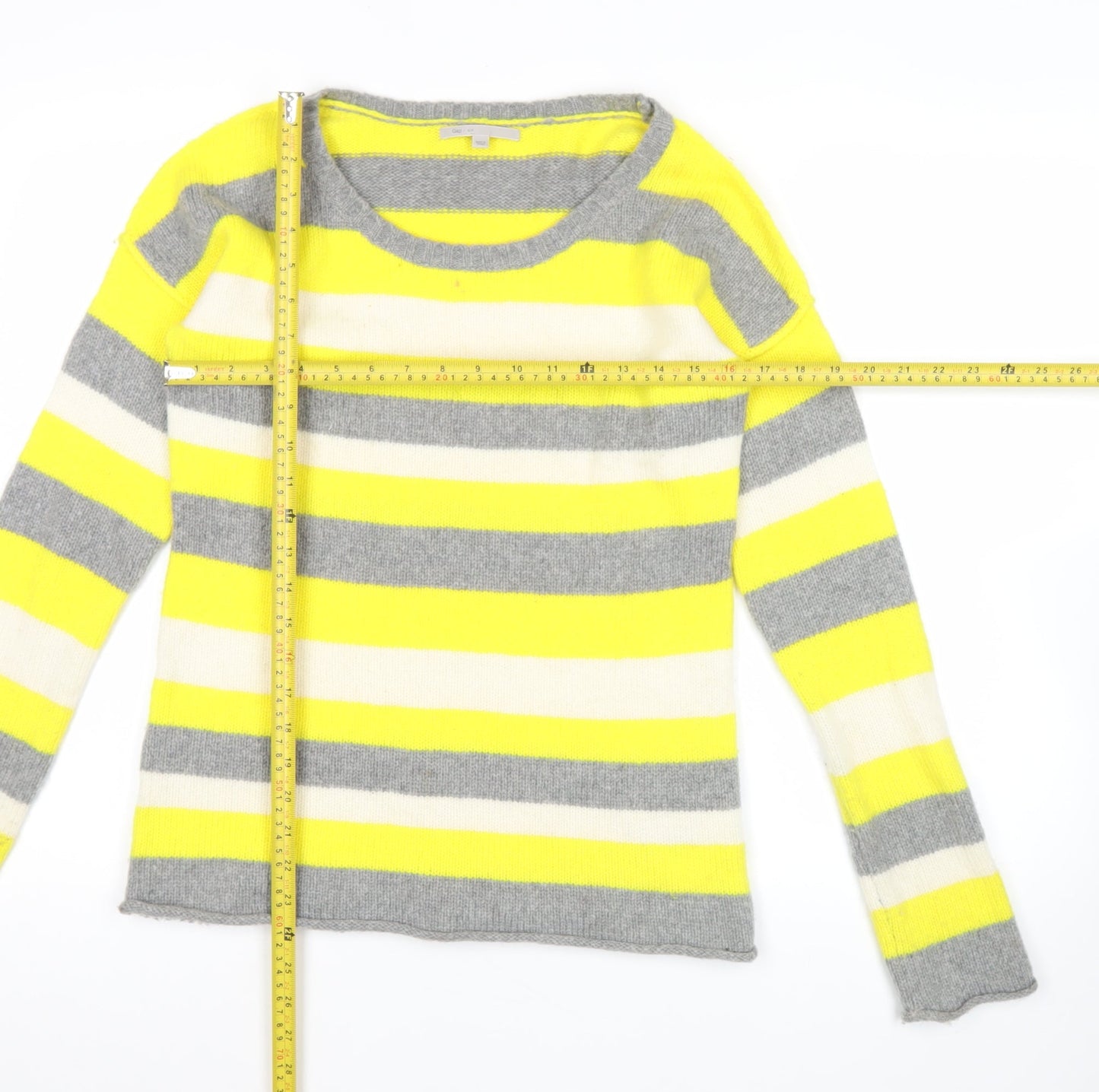 Gap Women's Multicoloured Striped Wool Blend Jumper Size S Scoop Neck
