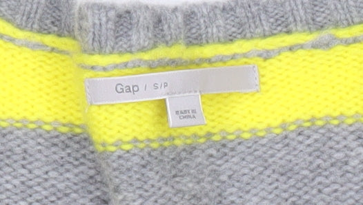 Gap Women's Multicoloured Striped Wool Blend Jumper Size S Scoop Neck