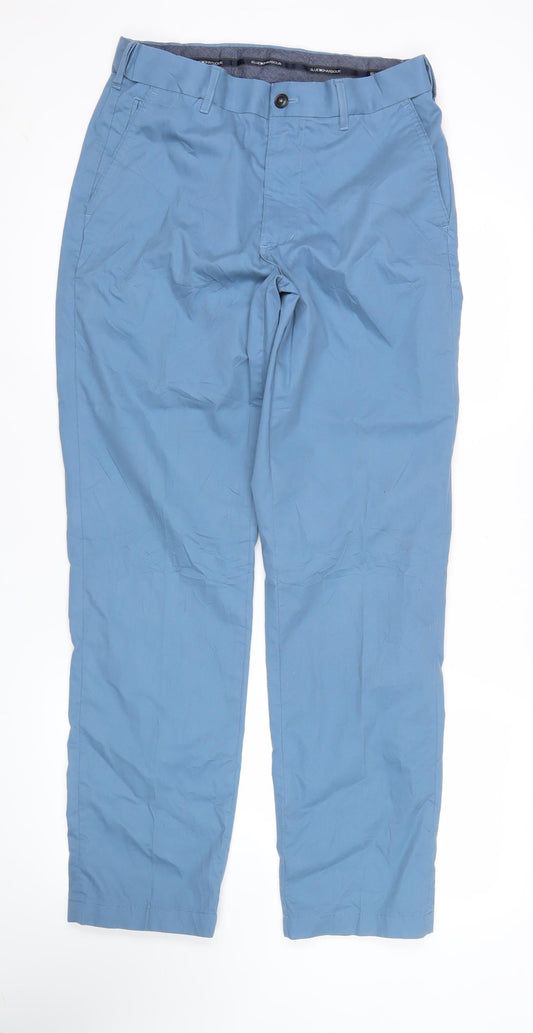 Blue Harbour Men's Blue Chino Trousers 30x31 Regular Fit Cotton Elastane