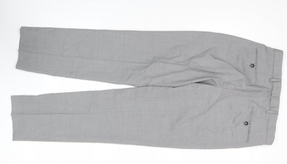 Marks and Spencer Men's Grey 30W 31L Regular Fit Wool Blend Dress Pants