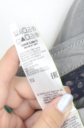 Marks and Spencer Men's Grey 30W 31L Regular Fit Wool Blend Dress Pants