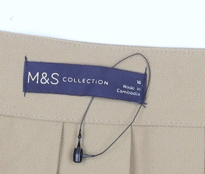 Marks and Spencer Women’s Beige Pleated Midi Skirt Size 16