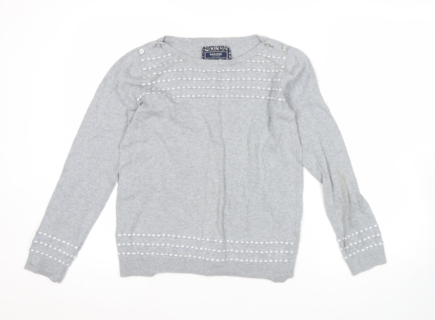 Womens UK Size 12 Maine New England Grey Pullover Jumper