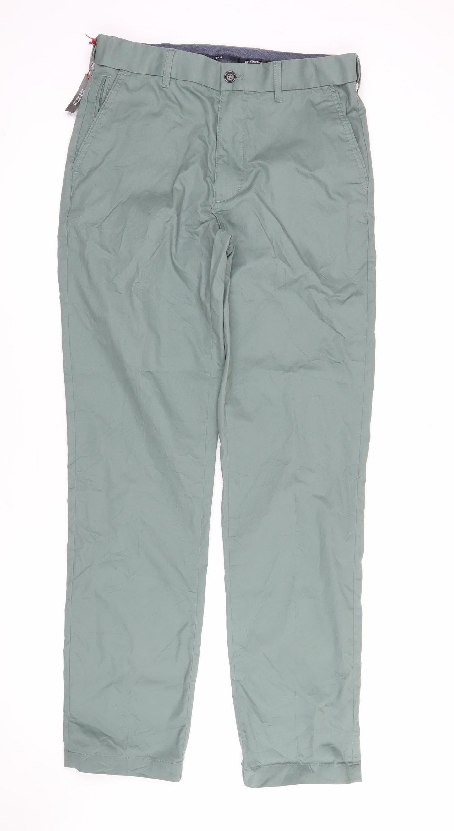 Marks and Spencer Men's Green Regular Fit Chino Trousers 30W 33L
