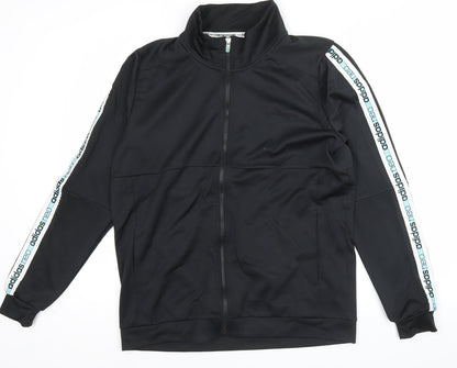 Adidas Men’s Black L Track Jacket Neo Parley Athleisure Full Zip
