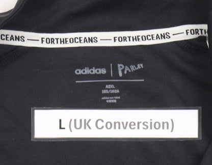 Adidas Men’s Black L Track Jacket Neo Parley Athleisure Full Zip