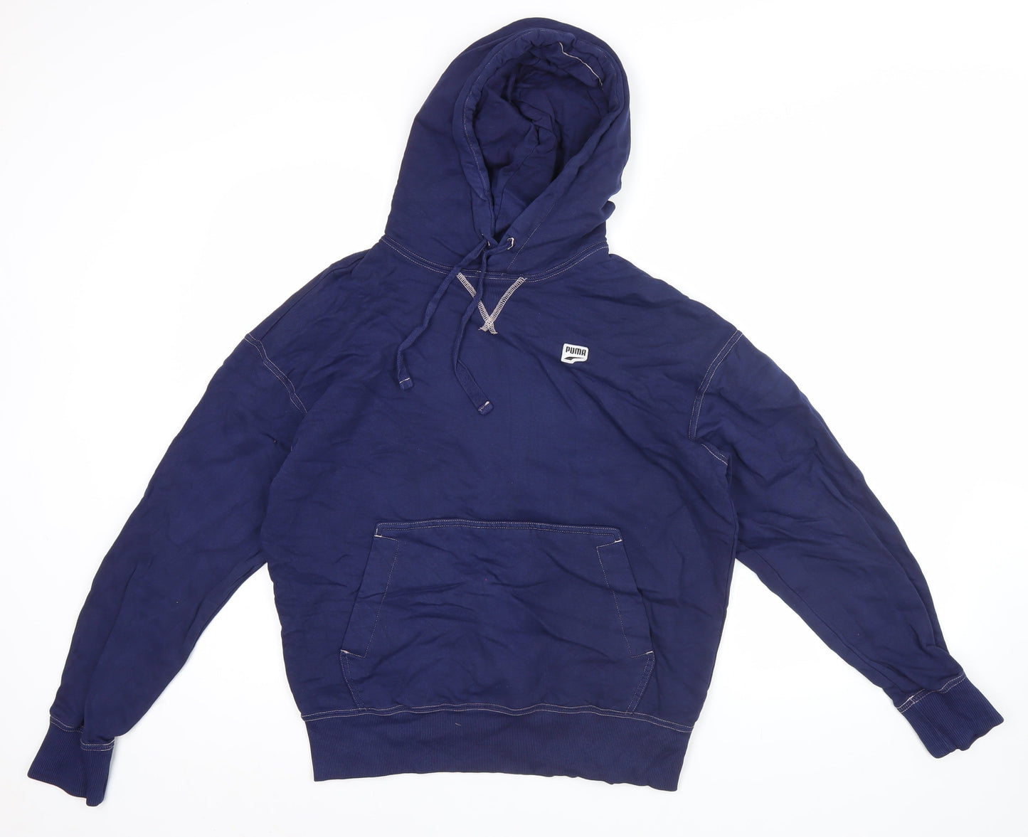 Mens UK Size M PUMA Blue Pullover Hoodie