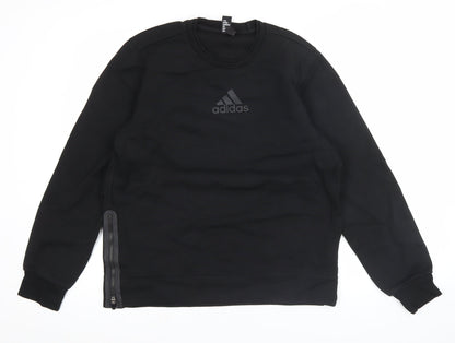 Adidas Men's Black Pullover Sweatshirt M Logo Sports Zip Detail