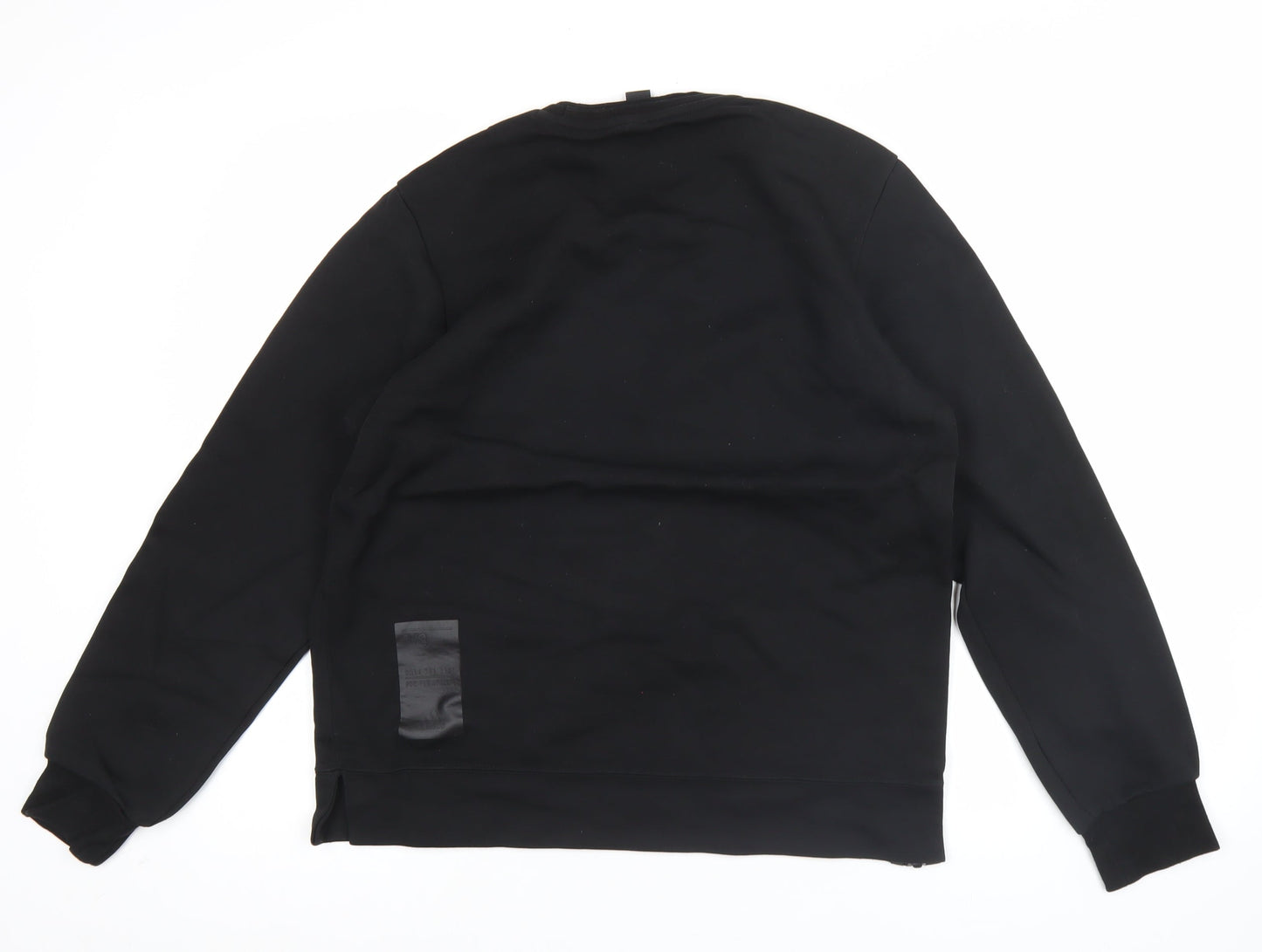 Adidas Men's Black Pullover Sweatshirt M Logo Sports Zip Detail