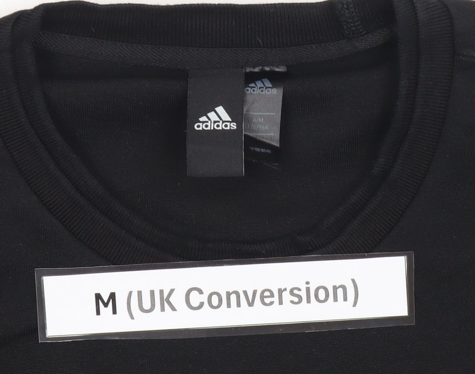 Adidas Men's Black Pullover Sweatshirt M Logo Sports Zip Detail