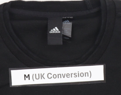 Adidas Men's Black Pullover Sweatshirt M Logo Sports Zip Detail