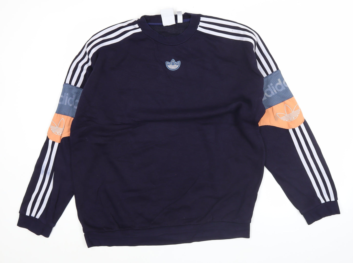 Adidas Men's Blue L Pullover Sweatshirt Crew Neck Logo Sports Jersey