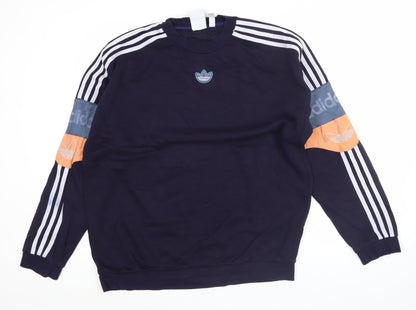 Adidas Men's Blue L Pullover Sweatshirt Crew Neck Logo Sports Jersey