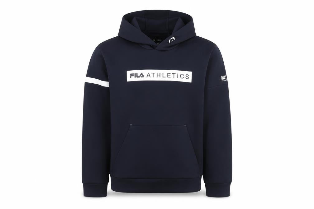 Fila Men's Blue Pullover Hoodie M Regular Fit Athletic Logo Sportswear