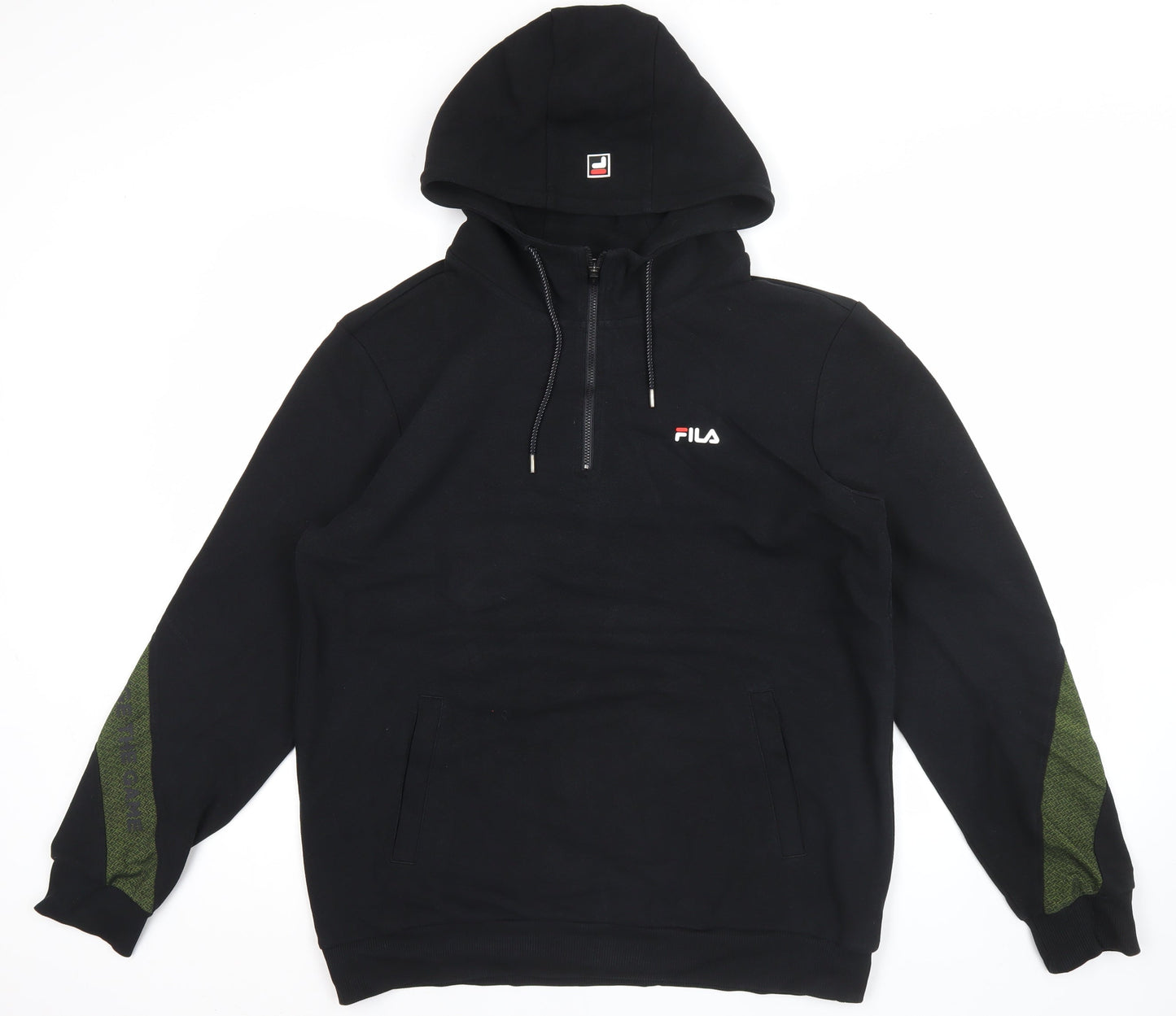 Mens UK Size M FILA Black 1/2 Zip Hoodie