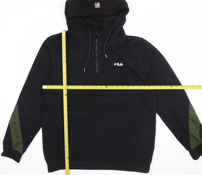 Mens UK Size M FILA Black 1/2 Zip Hoodie