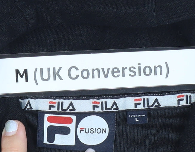 Mens UK Size M FILA Black 1/2 Zip Hoodie