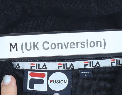 Mens UK Size M FILA Black 1/2 Zip Hoodie