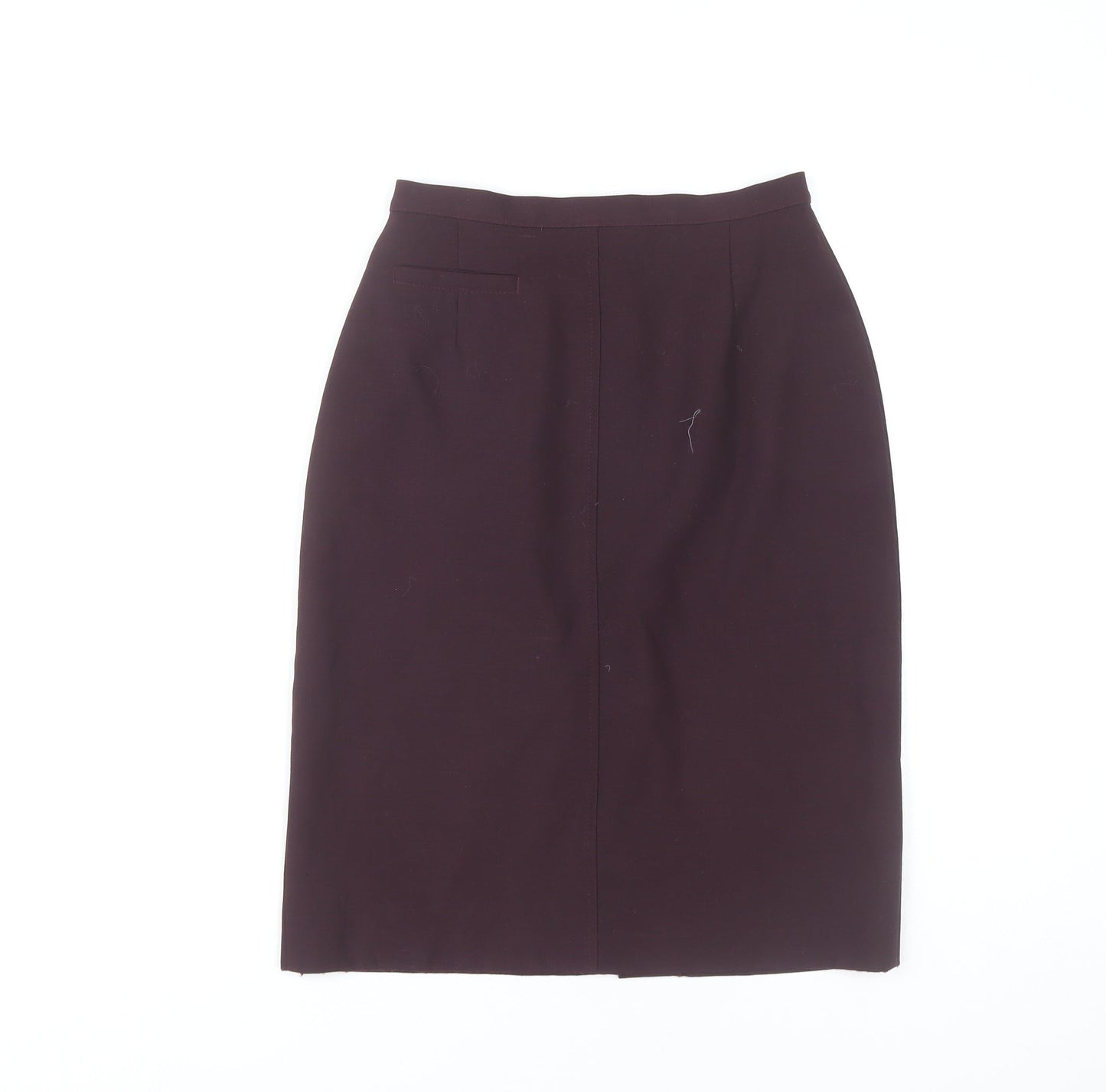 Marks and Spencer Women Purple Wool Pencil Skirt Size 8 Vintage
