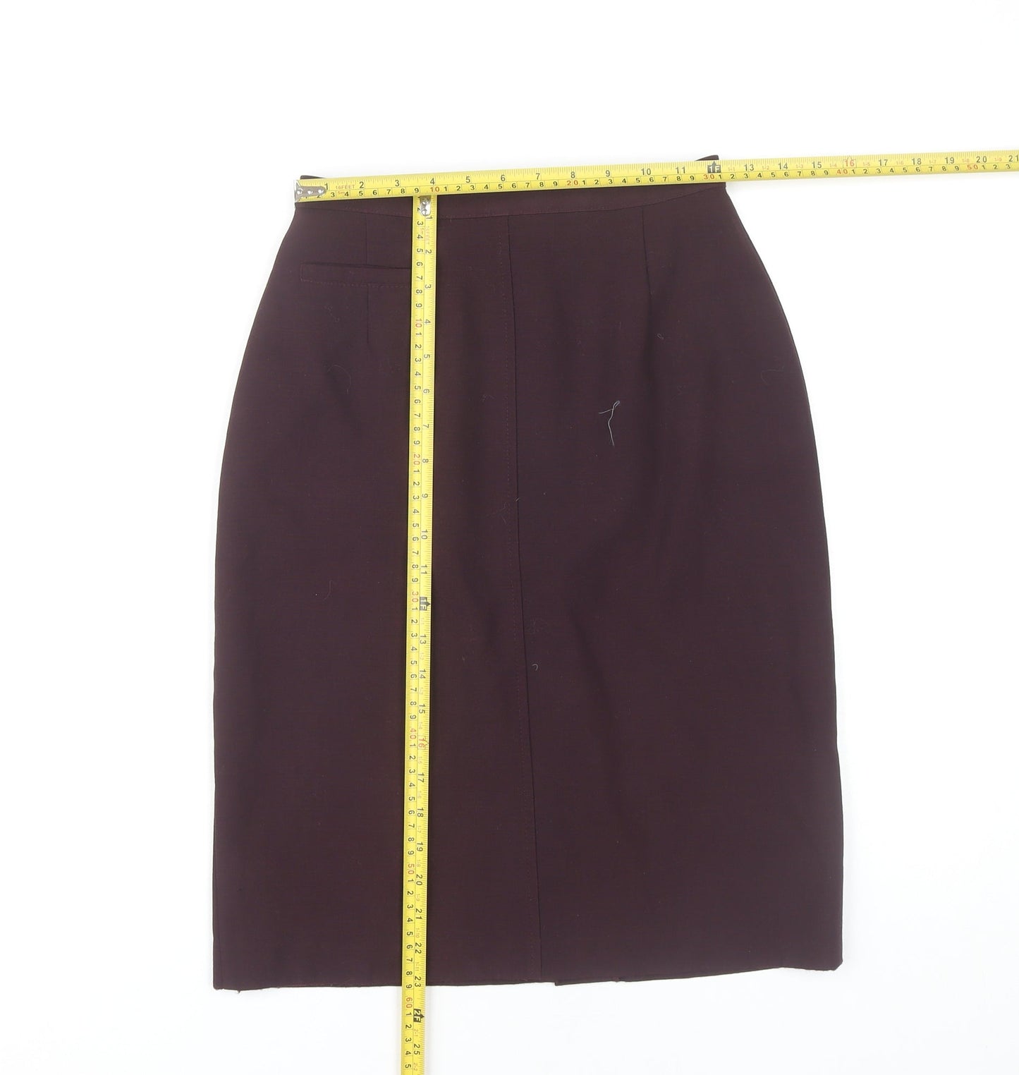 Marks and Spencer Women Purple Wool Pencil Skirt Size 8 Vintage