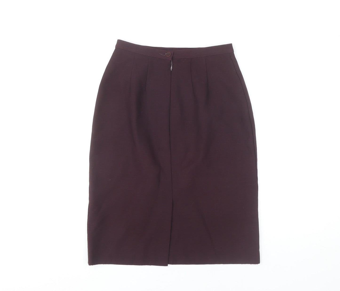 Marks and Spencer Women Purple Wool Pencil Skirt Size 8 Vintage