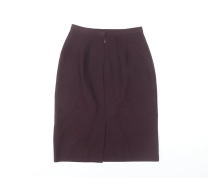 Marks and Spencer Women Purple Wool Pencil Skirt Size 8 Vintage