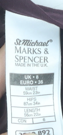 Marks and Spencer Women Purple Wool Pencil Skirt Size 8 Vintage