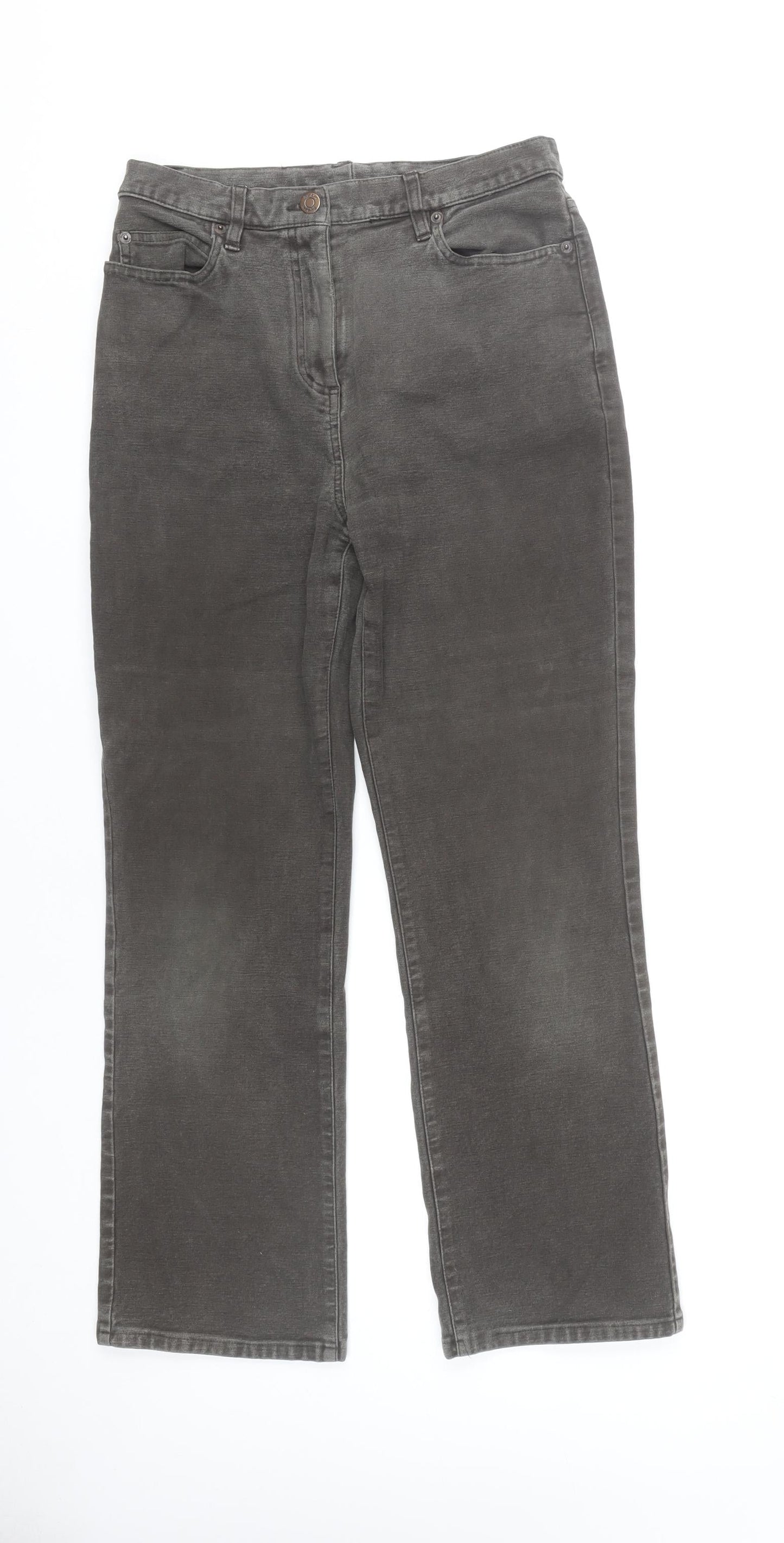 Boden Women’s Grey Straight Leg Jeans Size 12 Tall Stretch Denim