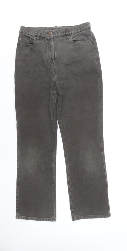 Boden Women’s Grey Straight Leg Jeans Size 12 Tall Stretch Denim