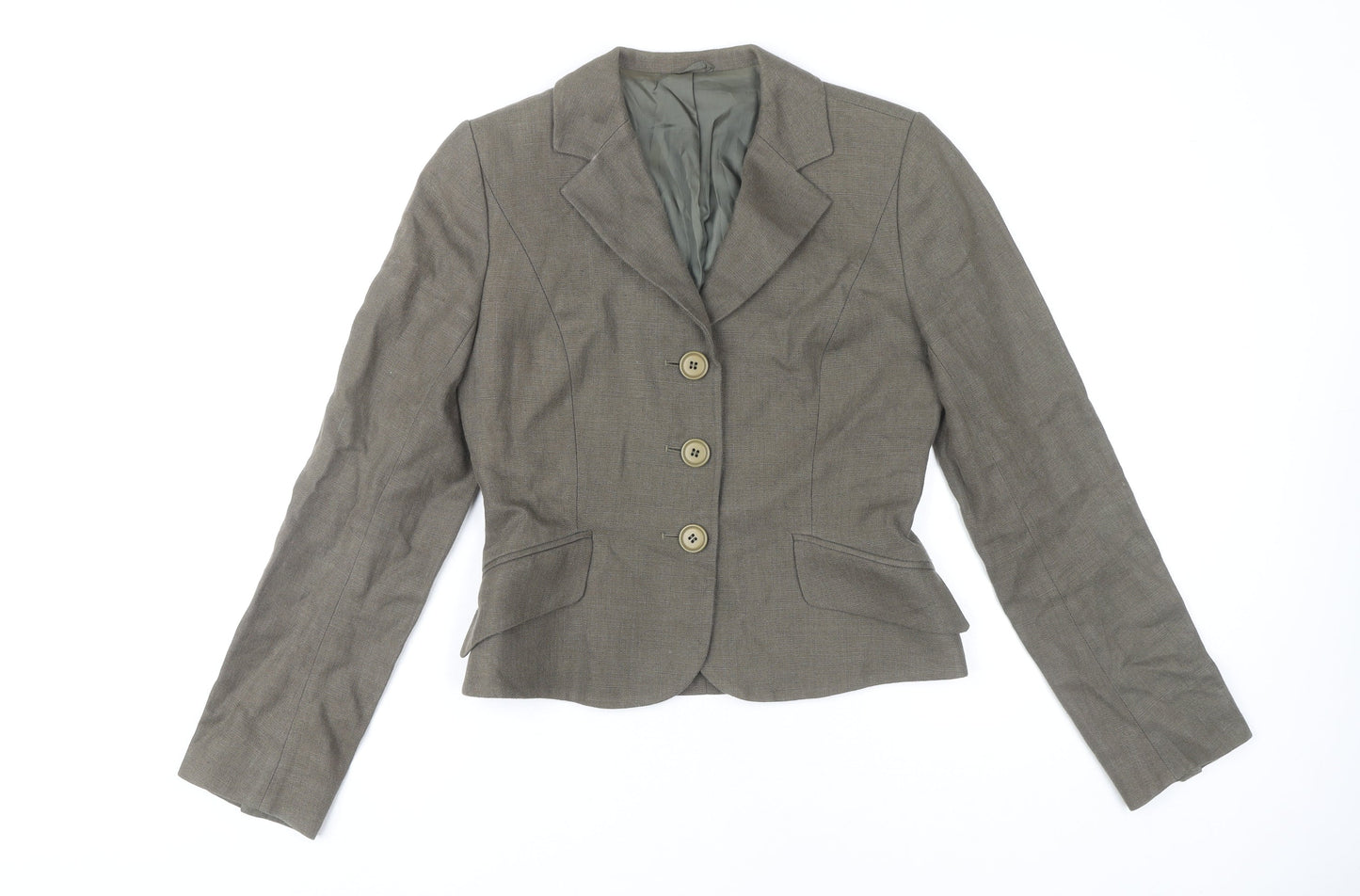 Hobbs Women’s Brown Linen Blazer Size 10 Classic Short Jacket