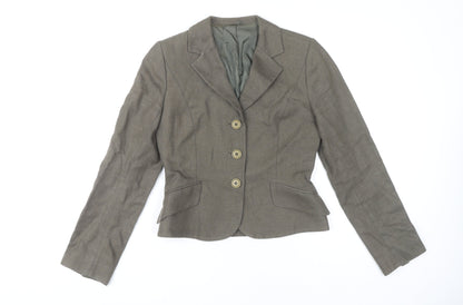 Hobbs Women’s Brown Linen Blazer Size 10 Classic Short Jacket