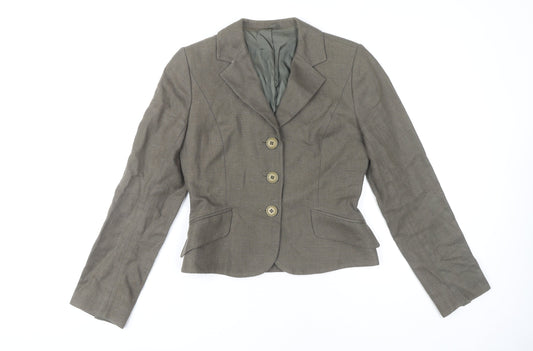 Hobbs Women’s Brown Linen Blazer Size 10 Classic Short Jacket