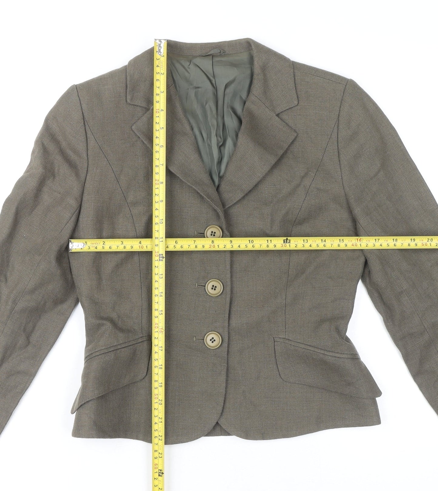 Hobbs Women’s Brown Linen Blazer Size 10 Classic Short Jacket