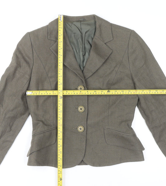Hobbs Women’s Brown Linen Blazer Size 10 Classic Short Jacket
