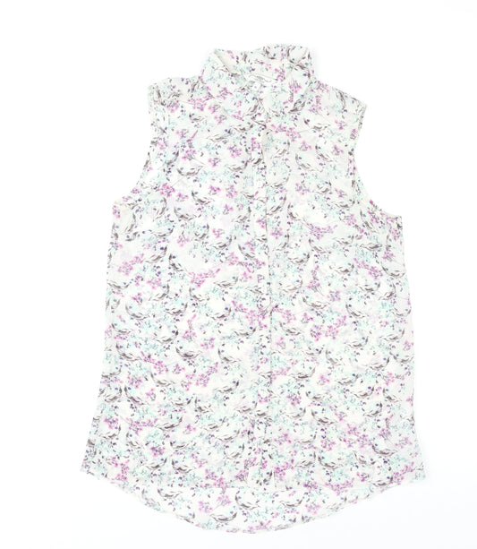 New Look Women's Multicoloured Floral Sleeveless Blouse Size 10