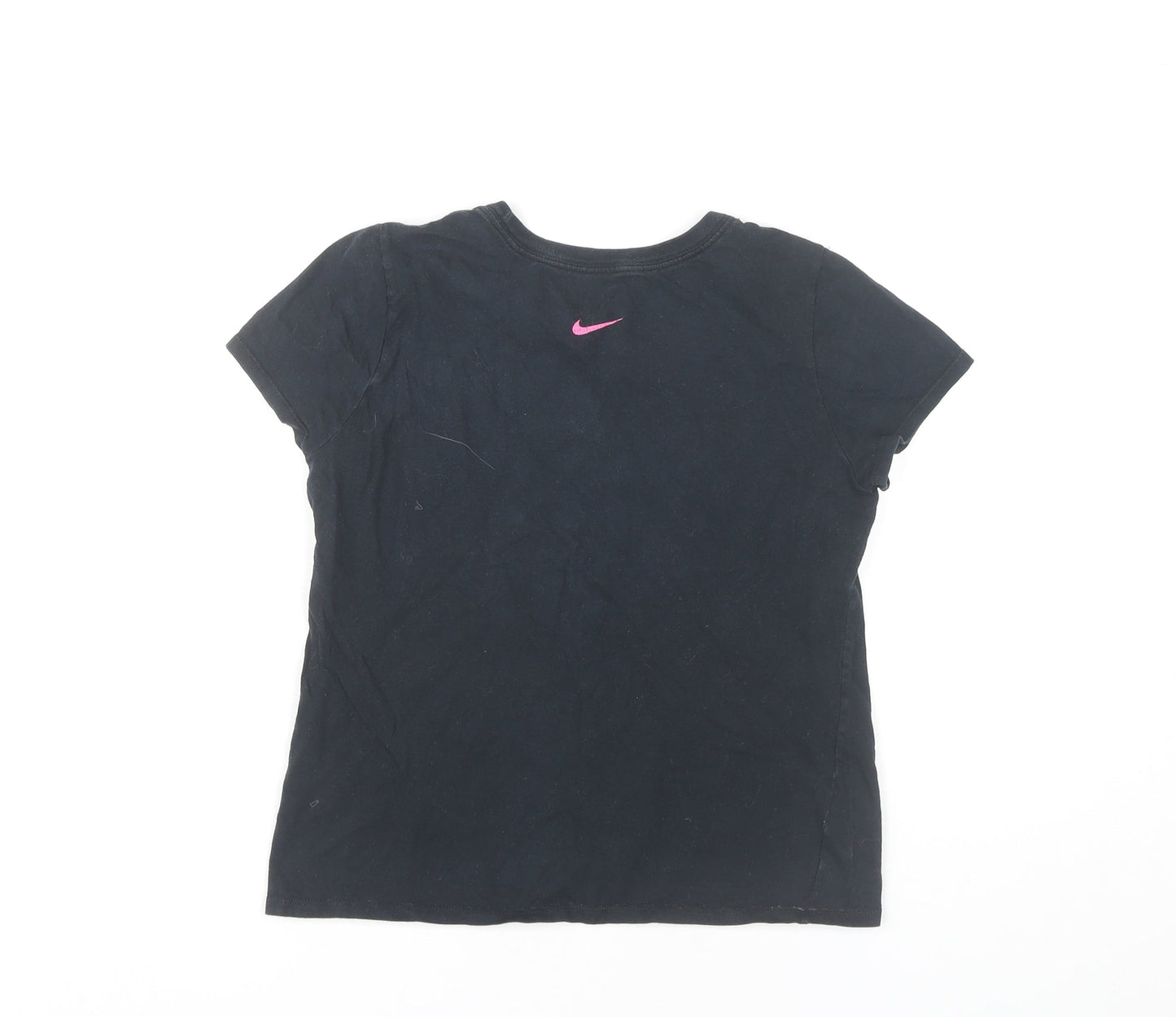 Nike Girls Black Graphic Logo T-Shirt Size 8 Years Short Sleeve Sports