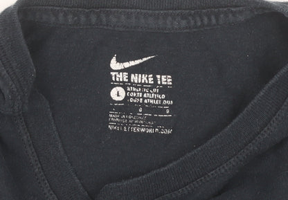 Nike Girls Black Graphic Logo T-Shirt Size 8 Years Short Sleeve Sports
