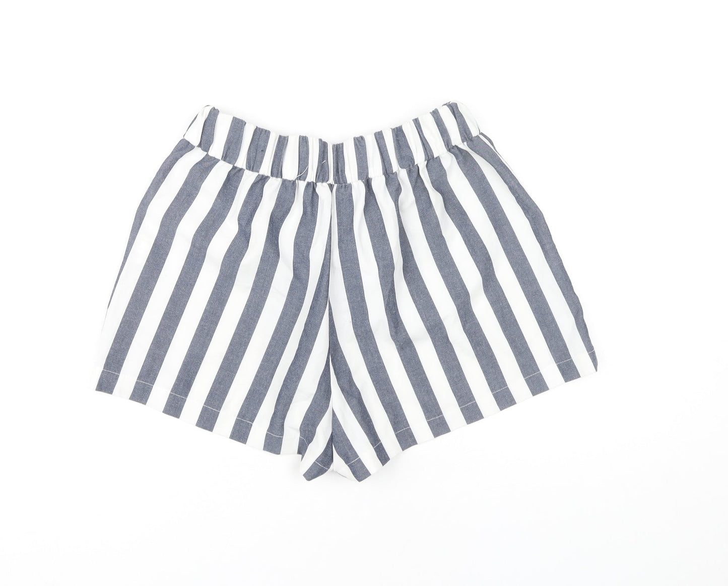 Pull&Bear Women Blue Striped Paperbag Shorts Size 14 High Waist