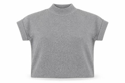 White Stuff Women's Grey Mock Neck Short Sleeve Pullover Jumper M
